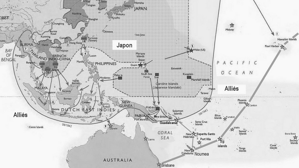 Le Pacifique Sud-Ouest en 1942